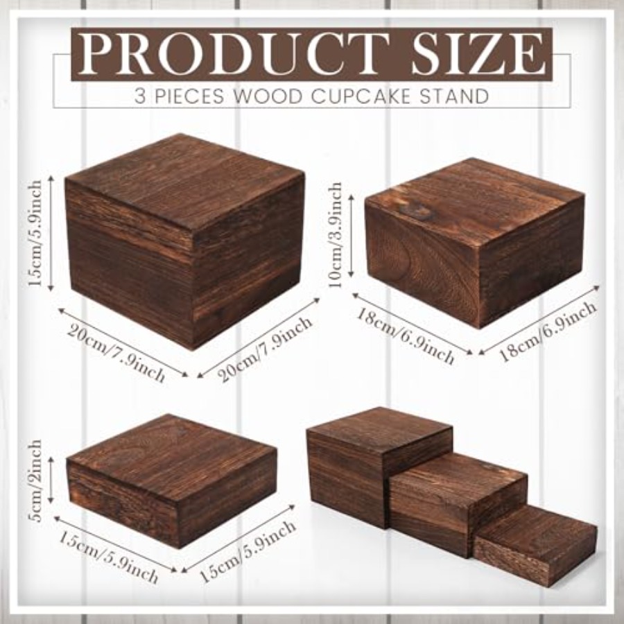 6 Pcs Wood Display Risers Rust - đánh giá và giá Display Risers Set