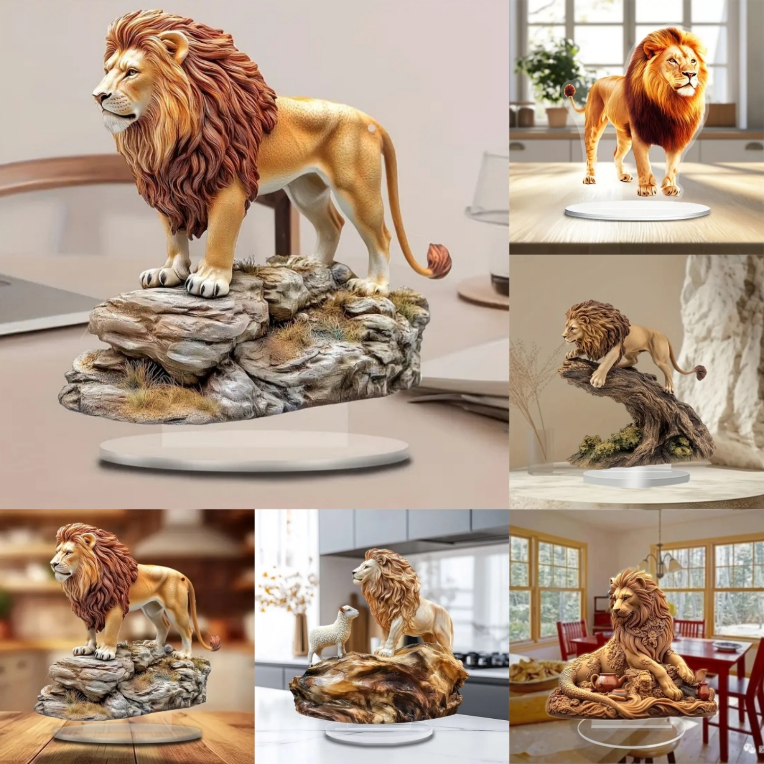 Male Lion Statue,2D Flat Anima - đánh giá và giá Display Case Acrylic