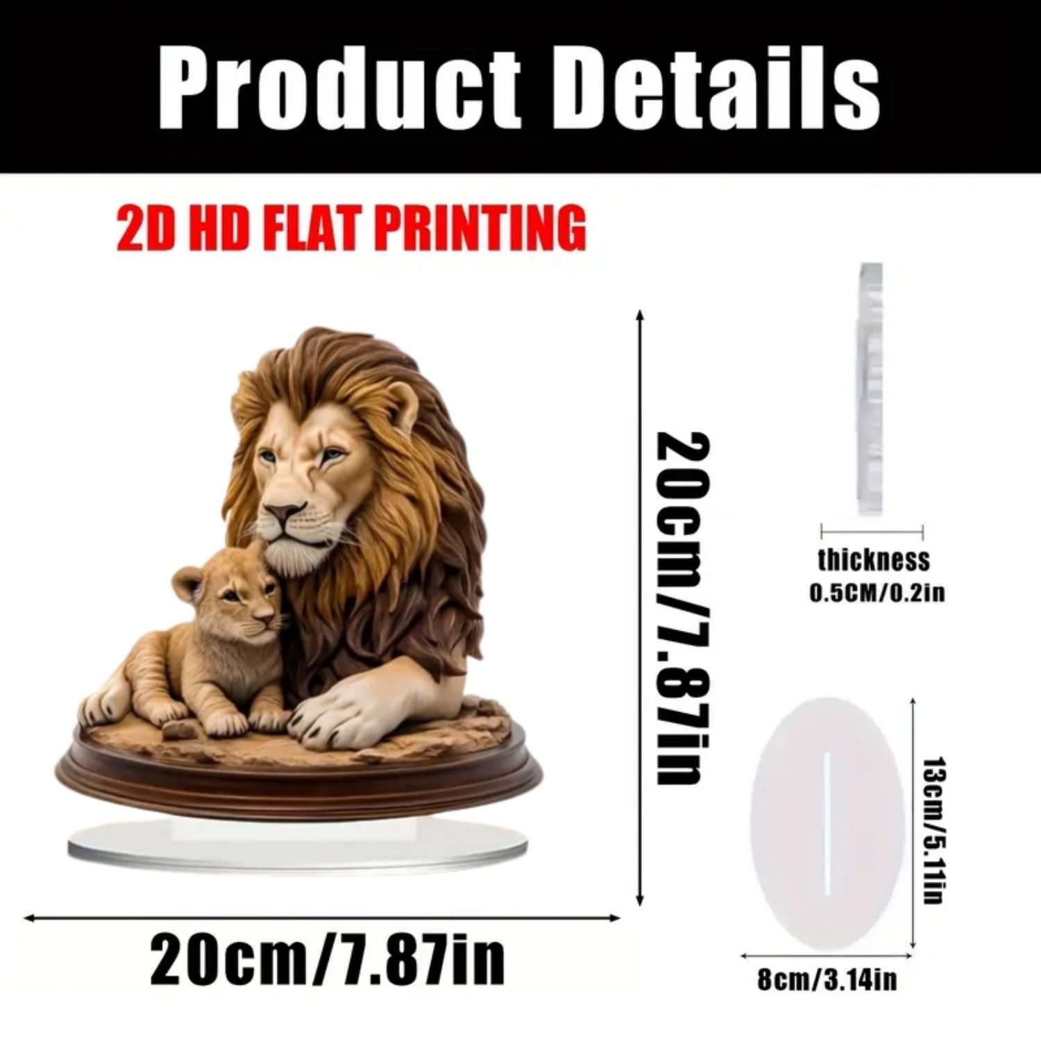 Male Lion Statue,2D Flat Anima - đánh giá và giá Display Case Acrylic