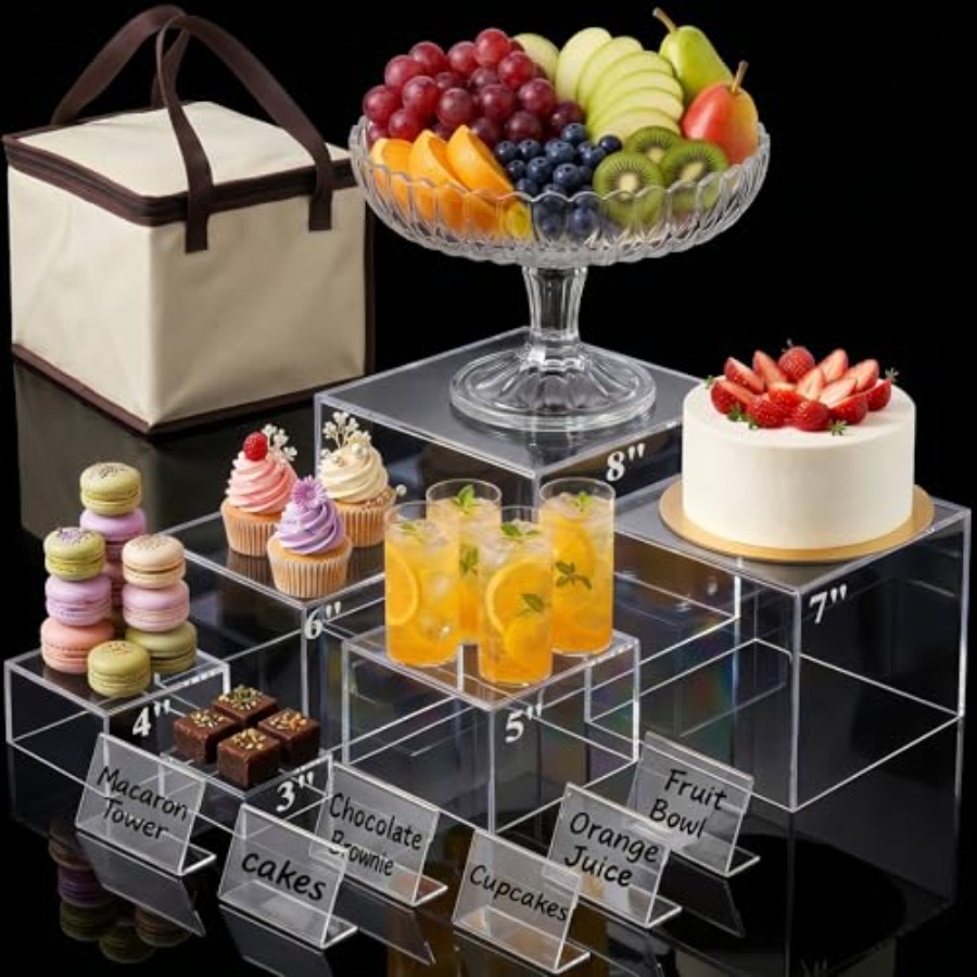 6PCS Clear and Buffet Risers w - đánh giá và giá Display Risers Set
