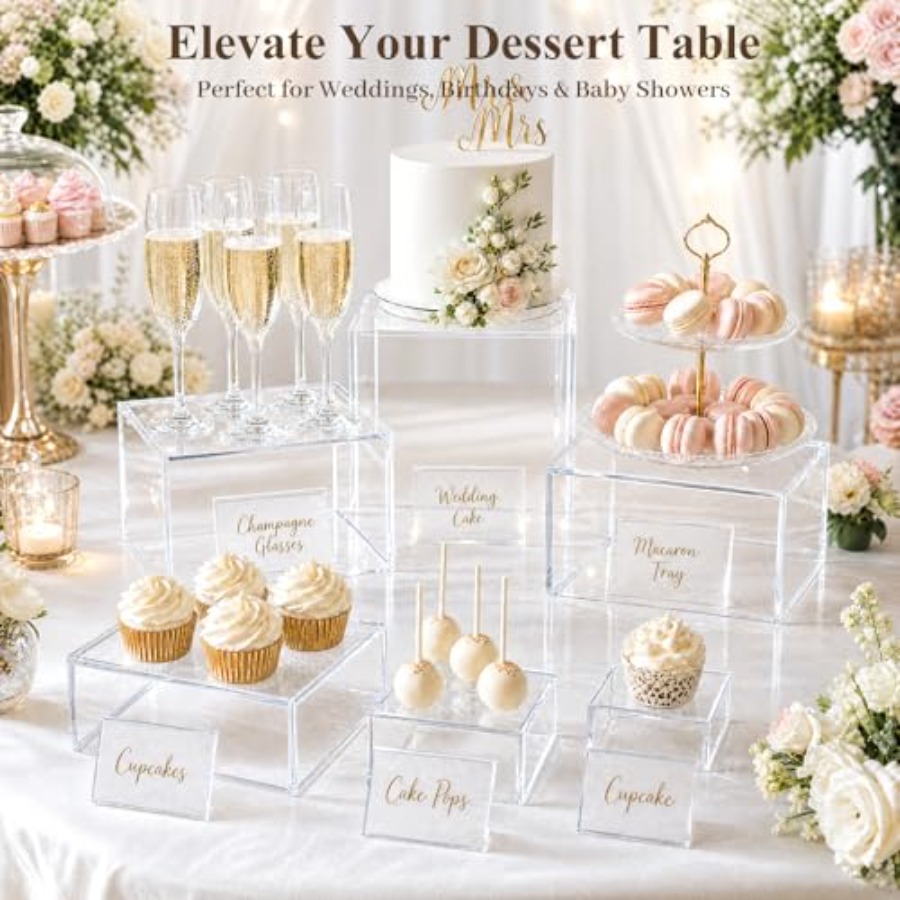 6PCS Clear and Buffet Risers w - đánh giá và giá Display Risers Set