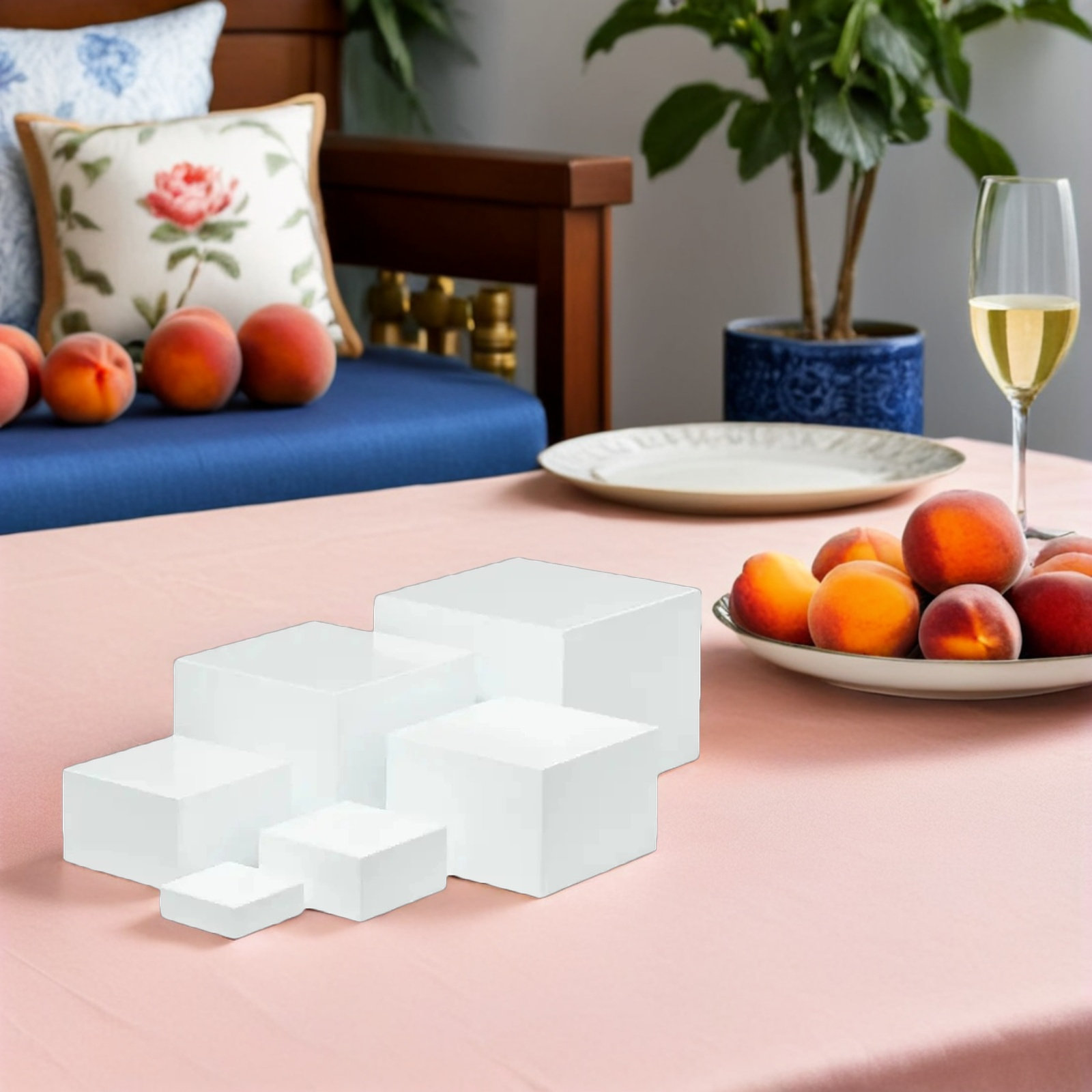 6Pcs Minimalist White Plastic  - đánh giá và giá Display Risers Set
