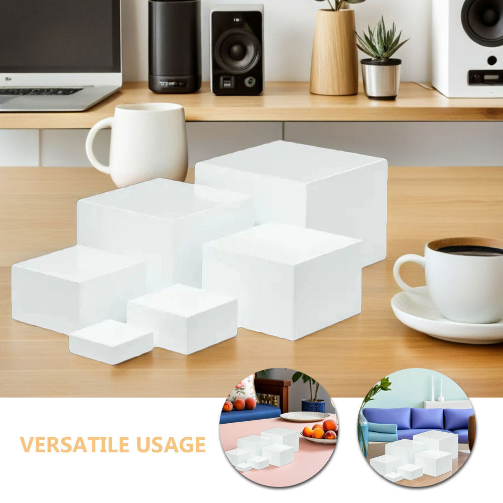6Pcs Minimalist White Plastic  - đánh giá và giá Display Risers Set
